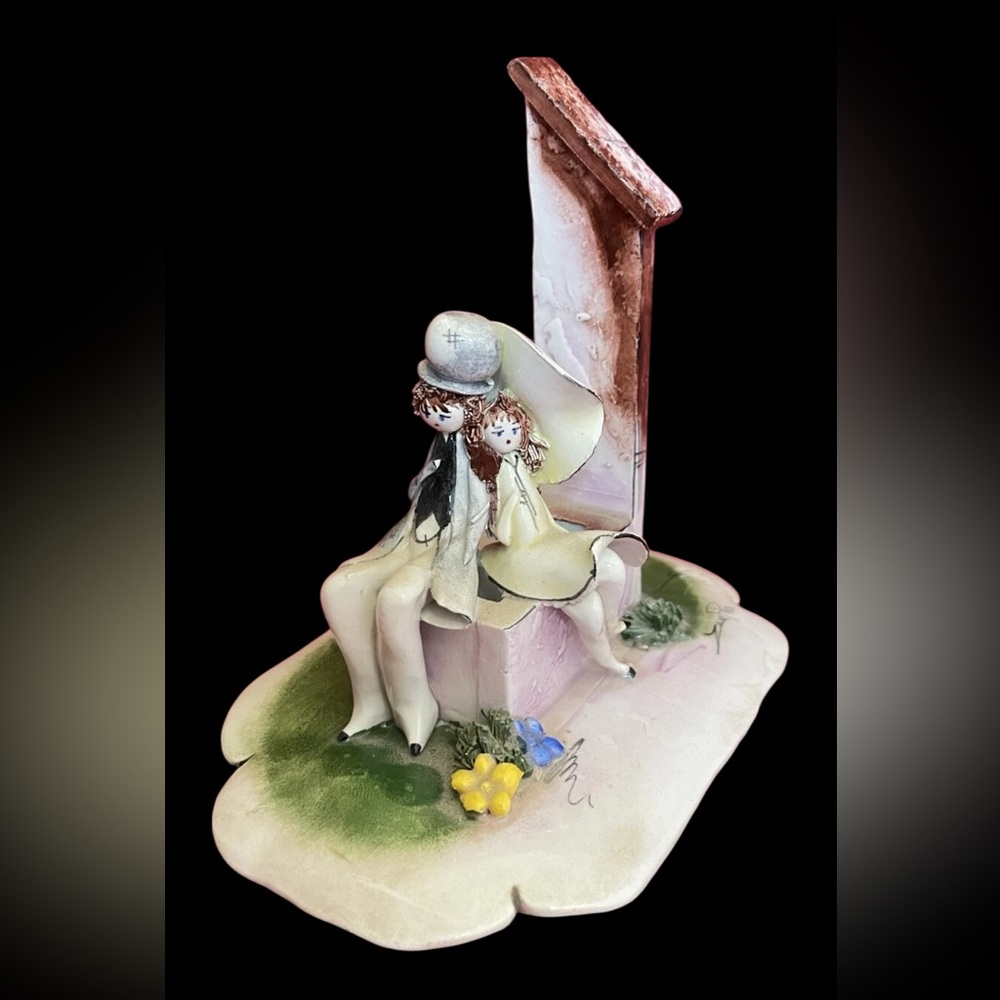 Lino Zampiva Figurine "Lovers at The Wishing Well" - Retired Signed Italian Art